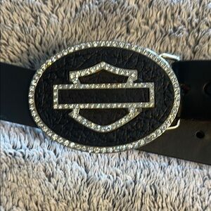 Harley-Davidson Black Belt with Rhinestone Buckle